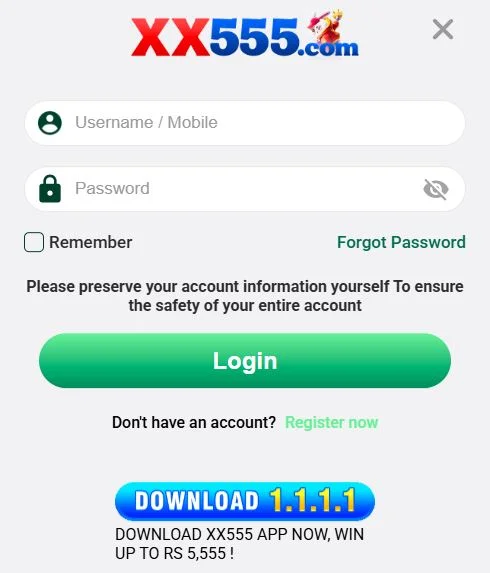 xx555 login and register